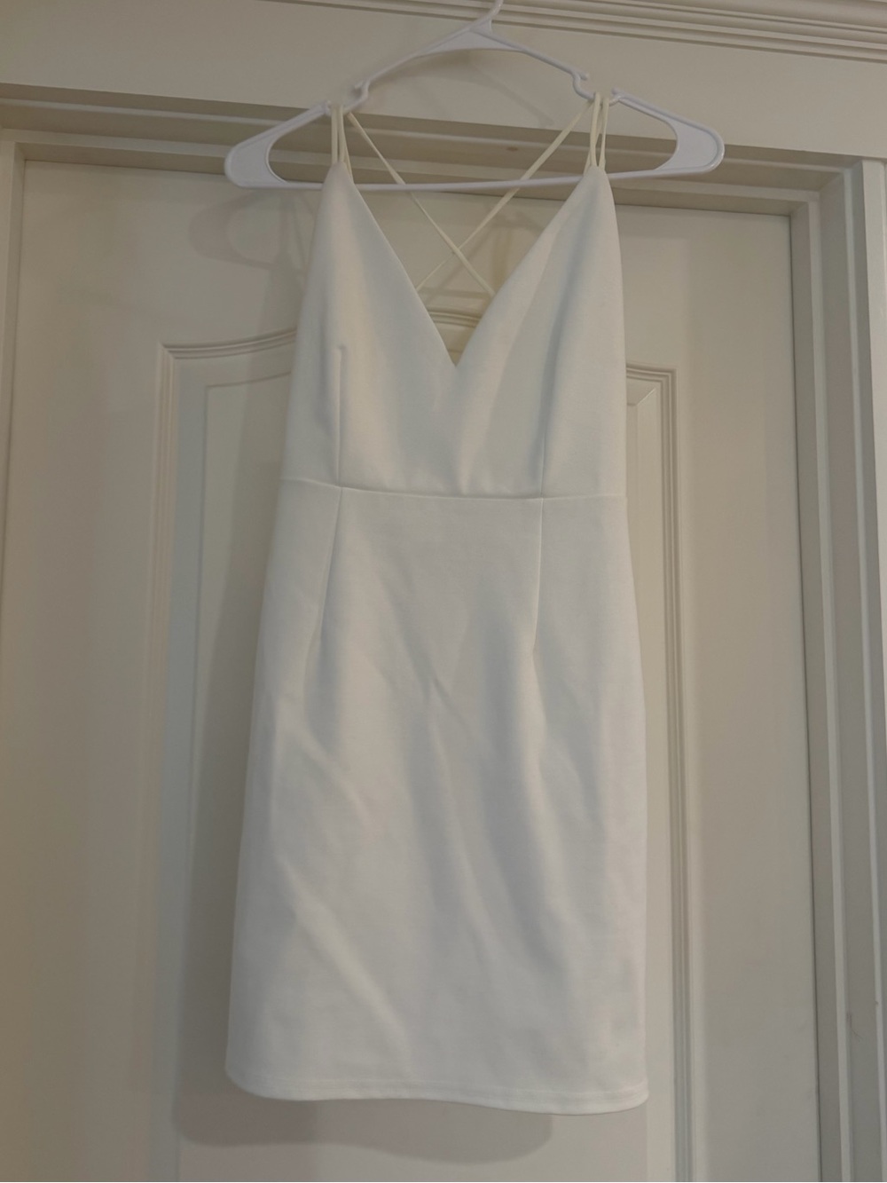 Tobi White V-Neck Spaghetti Strap Mini Dress